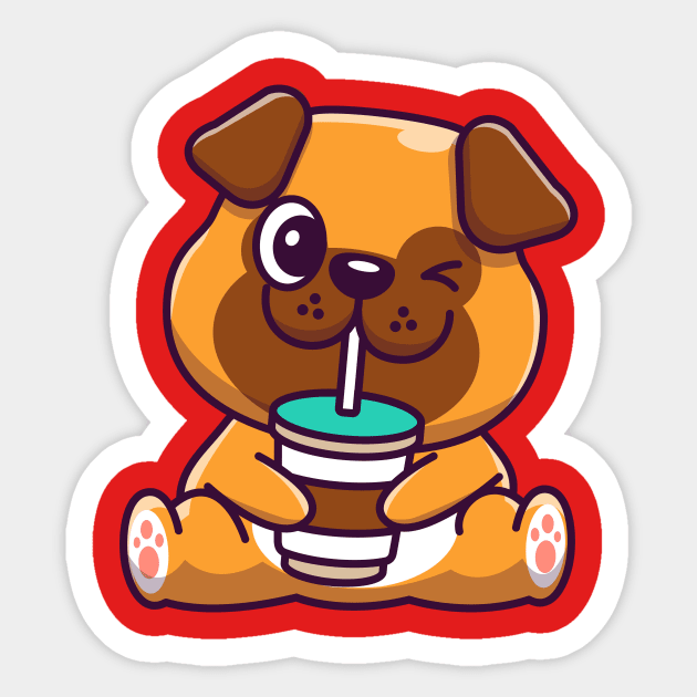 Cute Dog Drinking Cartoon Sticker by Catalyst Labs